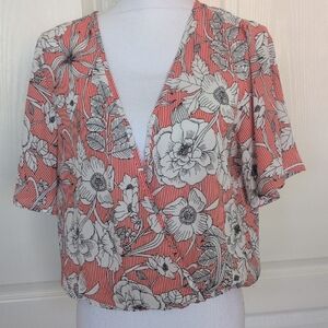 Sienna Sky Coral and White Floral Blouse